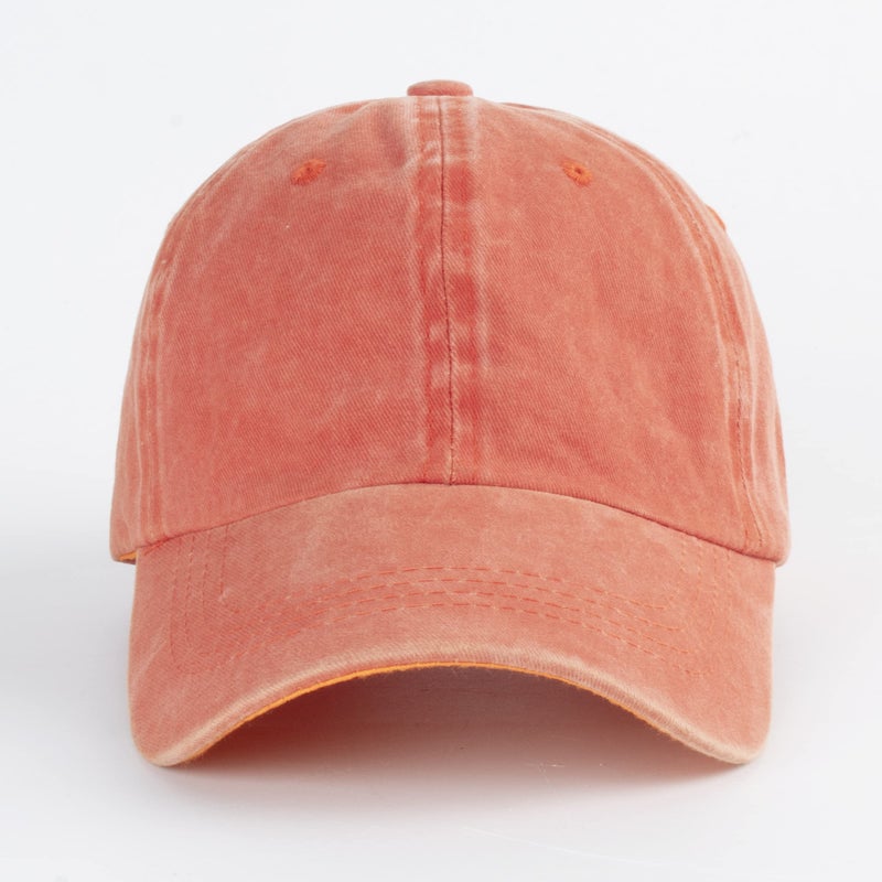 LANGZHEN Unisex Baseball Cap 100% Cotton Fits Men Women Washed Denim Adjustable Dad Hat(Orange, Large) - Image 2